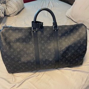 LV Monogram Eclipse Keepall 55” overnight bag